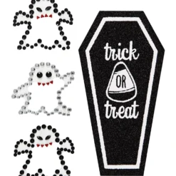 Rhinestonesstickers, Spöken och kista, ark 14x17 cm, 1 ark