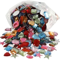 Rhinestones, stl. 10-17 mm, ca. 800 st., mixade färger, 210 g/ 1 förp.