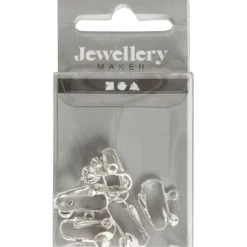 Öronclips, L: 16,5 mm, B: 1,5 mm, Hålstl. 1,6 mm, försilvrad, 6 st./ 1 förp.