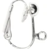 Öronclips, L: 16,5 mm, B: 1,5 mm, Hålstl. 1,6 mm, försilvrad, 40 st./ 1 förp.