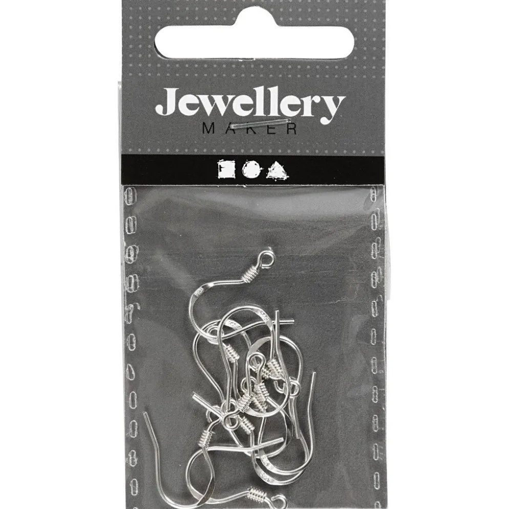 Öronkrokar, L: 14 mm, silver, 10 st./ 1 förp.