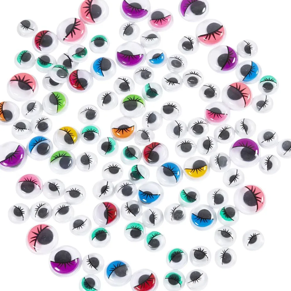 Rörliga Ögon, med fransar, ej självhäftande, Dia. 8-12 mm, 300 mix./ 1 förp.