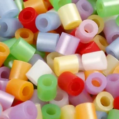 Rörpärlor, stl. 5x5 mm, Hålstl. 2,5 mm, medium, pärlemorsfärger, 1100 st./ 1 förp.