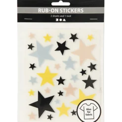 Rub-on Stickers, stjärnor, ark 12,2x15,3 cm, 1 förp.