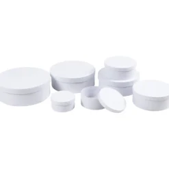 Runda askar, stl. 8,5x4,0 + 10,5x4,5 + 12,5x5,0 + 14,5x5,5 + 16,5x6,0 + 18,5x6,5 + 21,5x7,0 cm, vit, 7 st./ 1 set