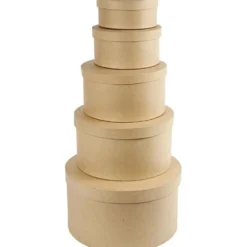 Runda Hattaskar, H: 8+10+13+15+19 cm, Dia. 16,5+18,5+24+28,5+35,5 cm, 5 st./ 1 set