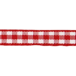 Rutigt band, B: 6 mm, röd/vit, 50 m/ 1 rl.