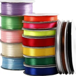 Satinband, B: 3-19 mm, mixade färger, 15 rl./ 1 förp.