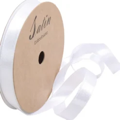 Satinband, B: 10 mm, vit, 10 m/ 1 rl.