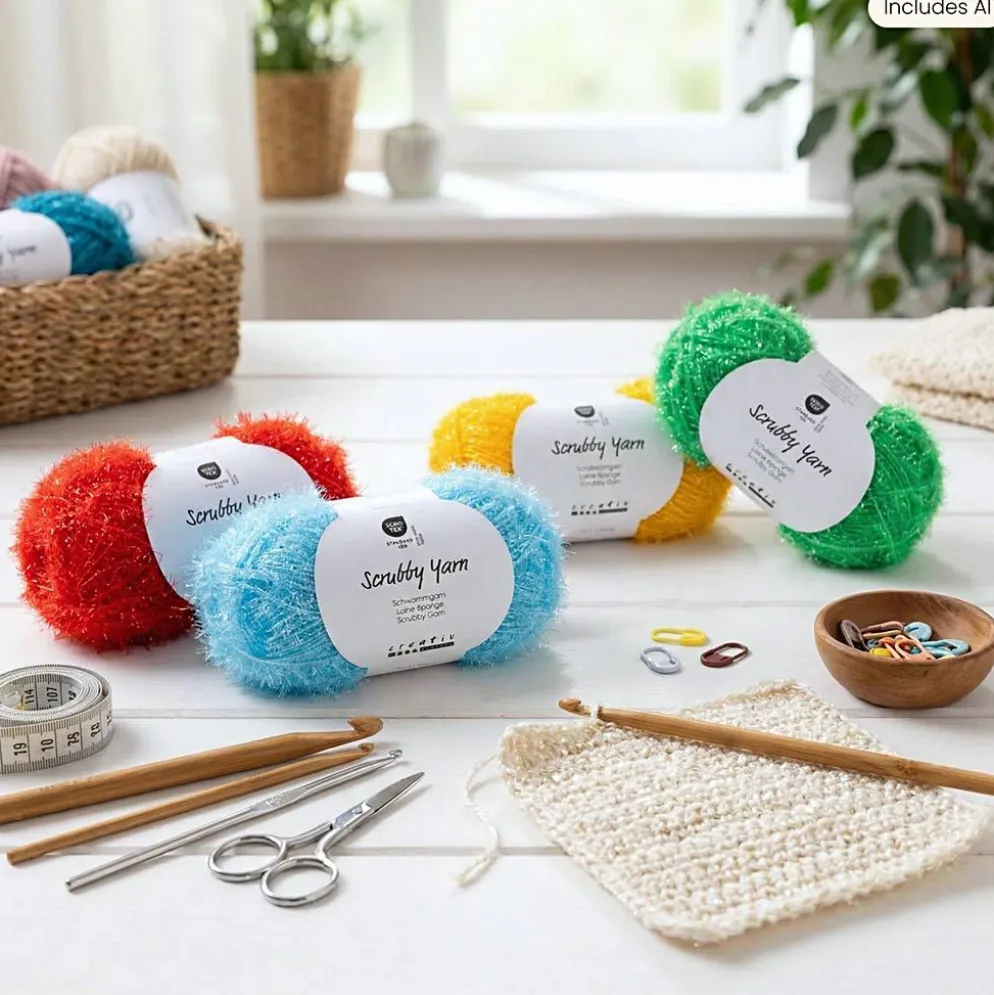 Scrubbygarn, L: 90 M, blå, 50 g/ 1 nystan