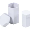 Sexkantiga askar, H: 7+9 cm, stl. 4,5+6 cm, vit, 2 st./ 1 set