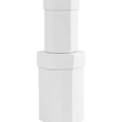 Sexkantiga askar, H: 7+9 cm, stl. 4,5+6 cm, vit, 2 st./ 1 set
