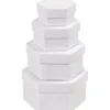 Sexkantiga Askar, stl. 6,5x4 + 8x5 + 10x6 + 12x7 cm, vit, 4 st./ 1 set