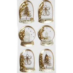 Shaker stickers, ängel, trä och hus, stl. 49x32+45x36 mm, guld, 6 st./ 1 förp.