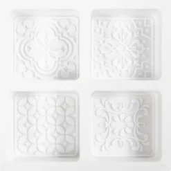 Silikonform, Fyrkantig med grafisk design, H: 2,4 cm, L: 6,8 cm, B: 6,8 cm, 4 st./ 1 förp.