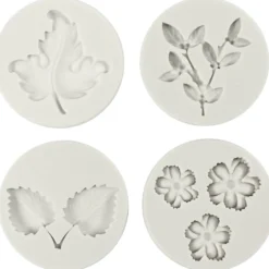 Silikonform, Löv och blommor, H: 0,5 cm, L: 1,8-4,5 cm, 4 st./ 1 st.