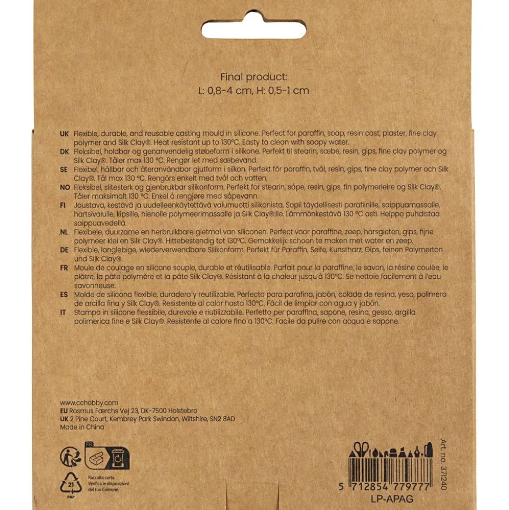 Silikonform, Rosor, H: 0,5-1 cm, L: 0,8-4 cm, 1 st.