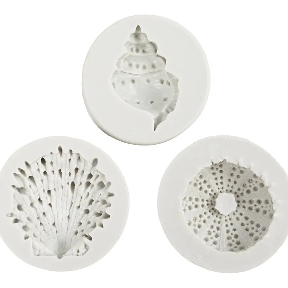 Silikonform, Sjöborre, snäcka, skal, H: 1,5-2 cm, Dia. 3,5-6 cm, 3 st./ 1 förp.