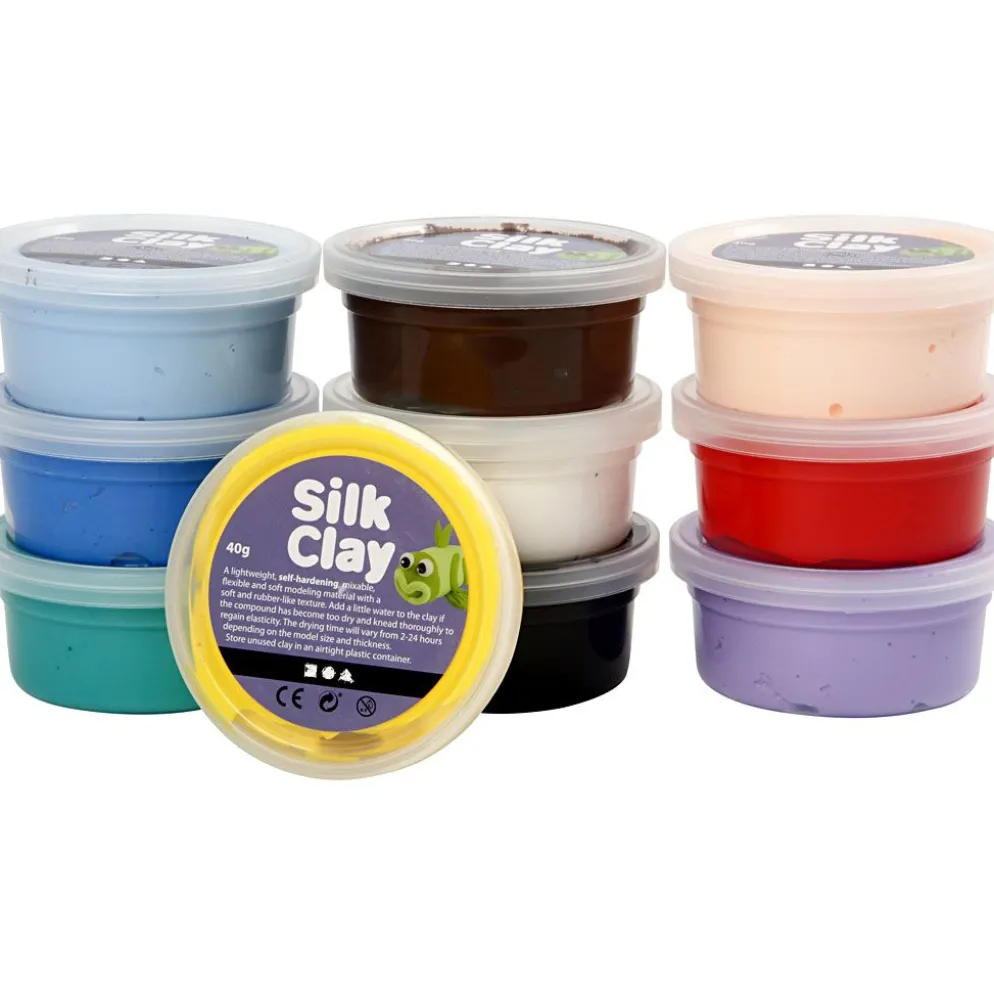 Silk Clay®, Basic 1, mixade färger, 10x40 g/ 1 förp.