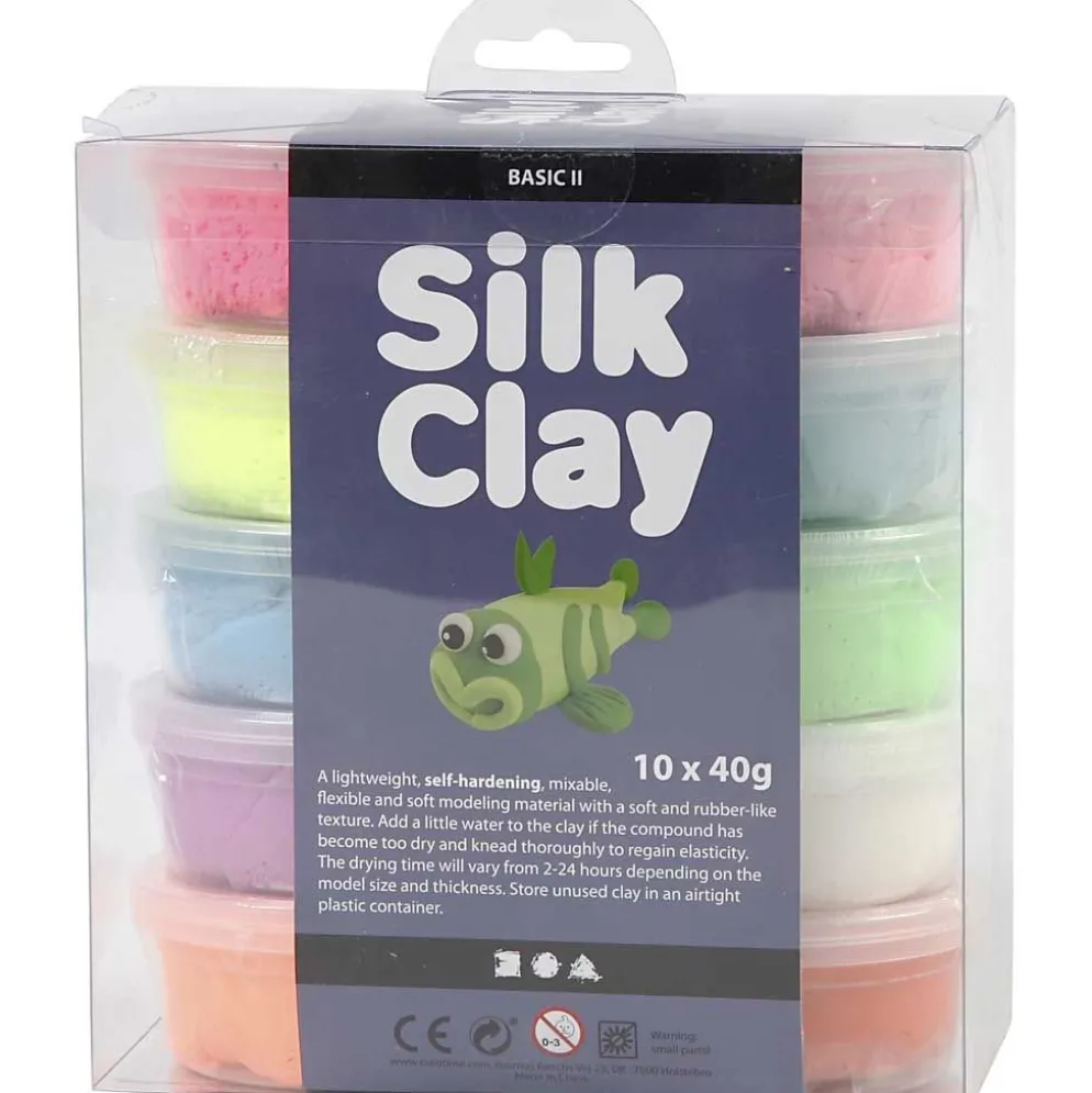 Silk Clay®, Basic 2, mixade färger, 10x40 g/ 1 förp.