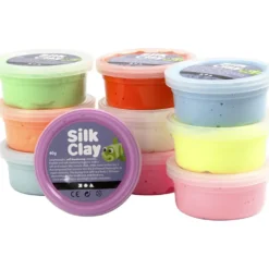 Silk Clay®, Basic 2, mixade färger, 10x40 g/ 1 förp.