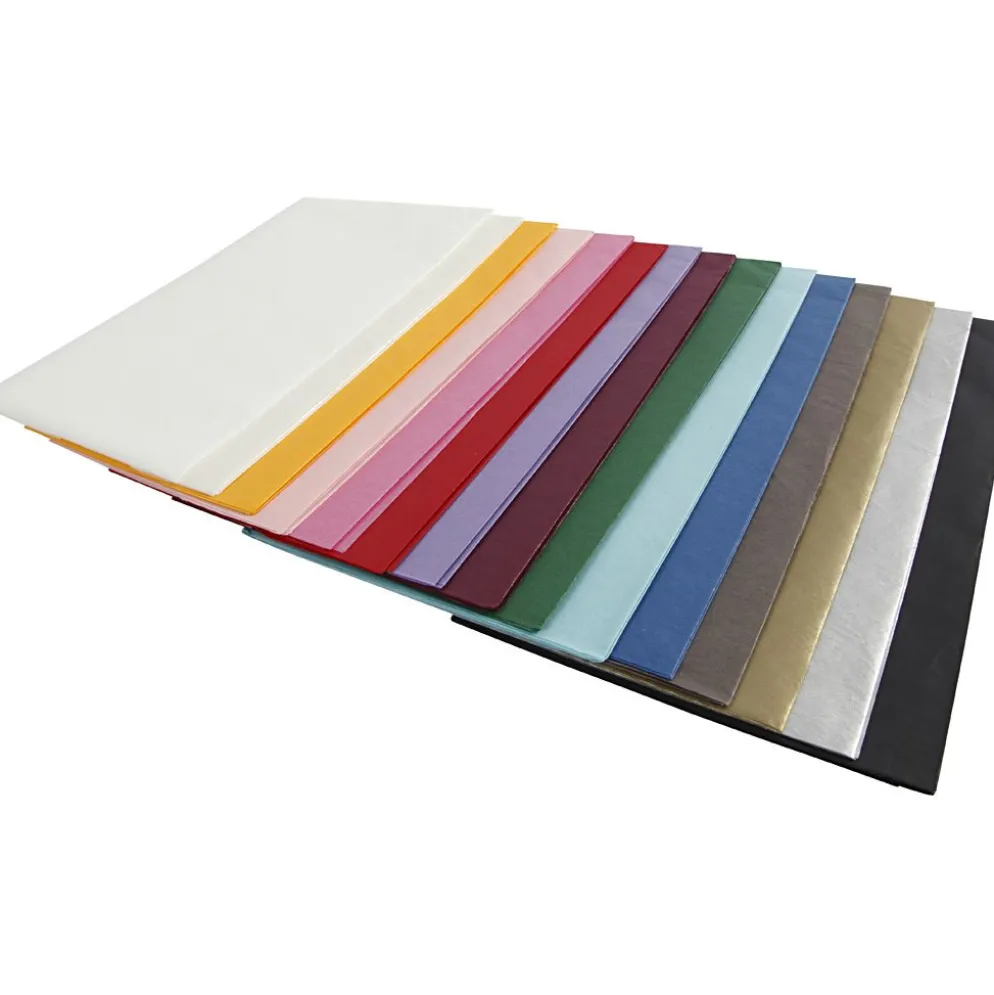 Silkespapper, ark 50x70 cm, 17 g, mixade färger, 15x2 ark, 30 ark/ 1 förp.