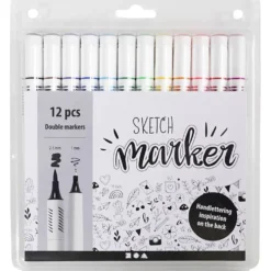 Sketch markers, spets 1+2-5 mm, standardfärger, 12 st./ 1 förp.