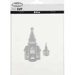 Skär och prägelschablon, kyrkor, stl. 46x91+18x35 mm, 1 st.