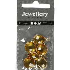 Smyckeberlock, H: 15-20 mm, Hålstl. 2 mm, gul, 6 st./ 1 förp.