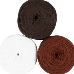 Spagettigarn, sticka 10-12,färger kan variera , vit-bruna nyanser, 2250 g, 3x750 g/ 1 förp.