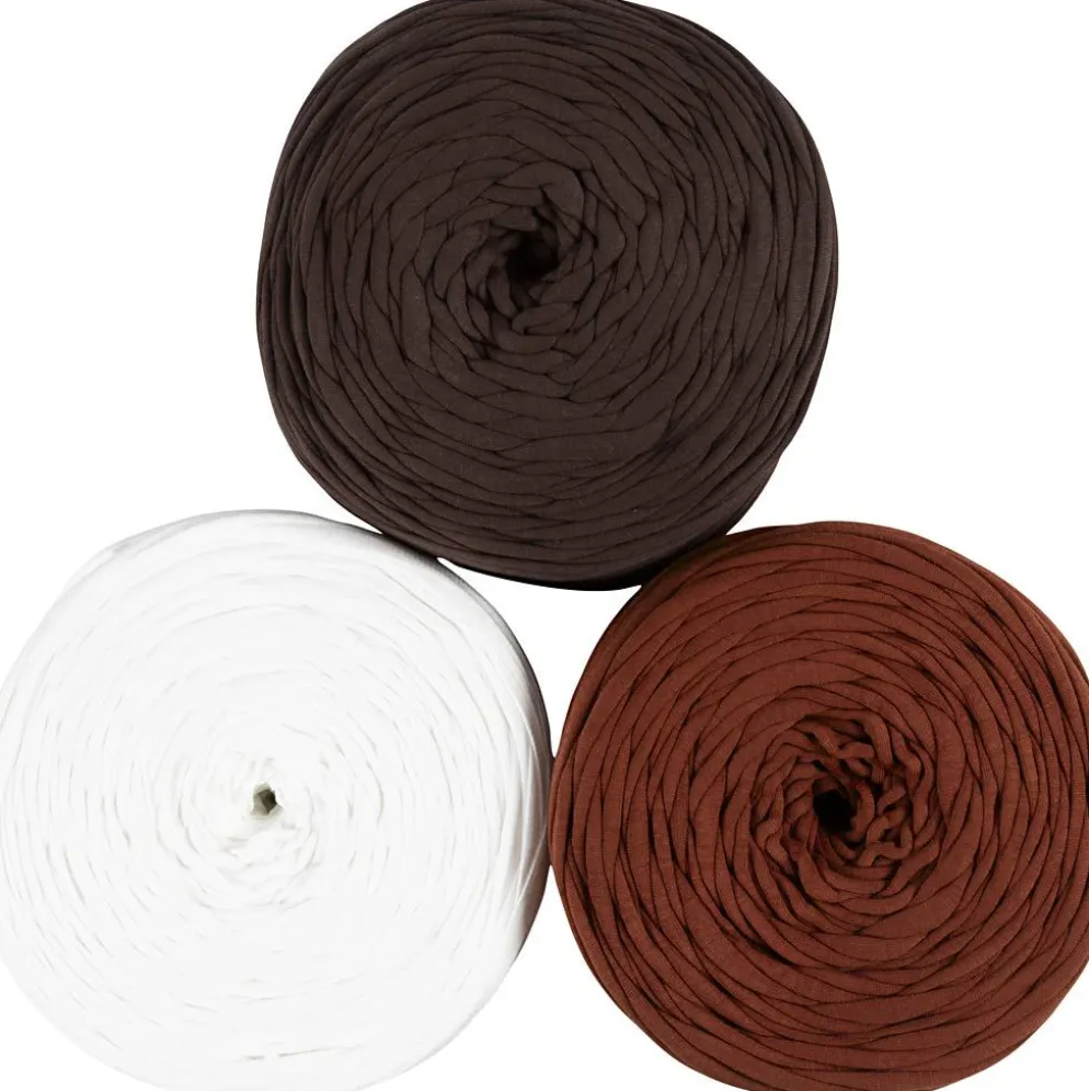 Spagettigarn, sticka 10-12,färger kan variera , vit-bruna nyanser, 2250 g, 3x750 g/ 1 förp.