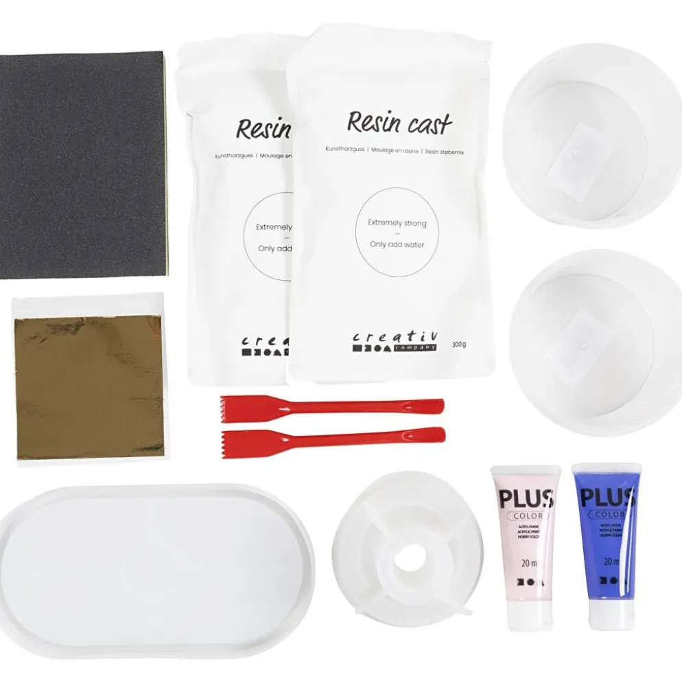 Start DIY Kit Resingjutning, Ljusstakar och brickor, blå, ljusrosa, vit, 1 förp.