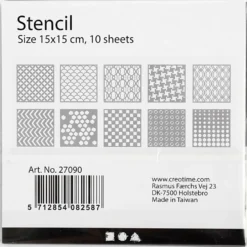 Stencil, stl. 15x15 cm, tjocklek 0,31 mm, 10 ark/ 1 förp.