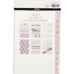 Stickersbok, blommor, A5, guld, lila, rosa, 1 st.
