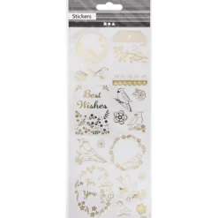 Stickers, fåglar, ark 10x24 cm, ca. 17 st., guld, 1 ark