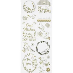 Stickers, fåglar, ark 10x24 cm, ca. 17 st., guld, 1 ark