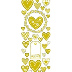 Stickers, hjärtan, ark 10x24 cm, ca. 33 st., guld, 1 ark