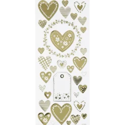 Stickers, hjärtan, ark 10x24 cm, ca. 33 st., guld, 1 ark