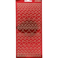 Stickers, hjärtan, ark 10x23 cm, transparent röd, 1 ark