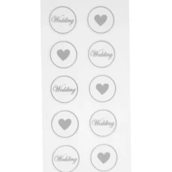 Stickers, hjärta - wedding, Dia. 25 mm, ark 7,8x15,5 cm, svart, 2 mix. ark/ 1 förp.