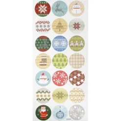 Stickers, julbroderi, ark 10x23 cm, ca. 21 st., 1 ark