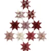 Stjärnstrimlor, L: 44+78 cm, B: 15+25 mm, Dia. 6,5+11,5 cm, glitter,lack, röd, 40 strimlor/ 1 förp.