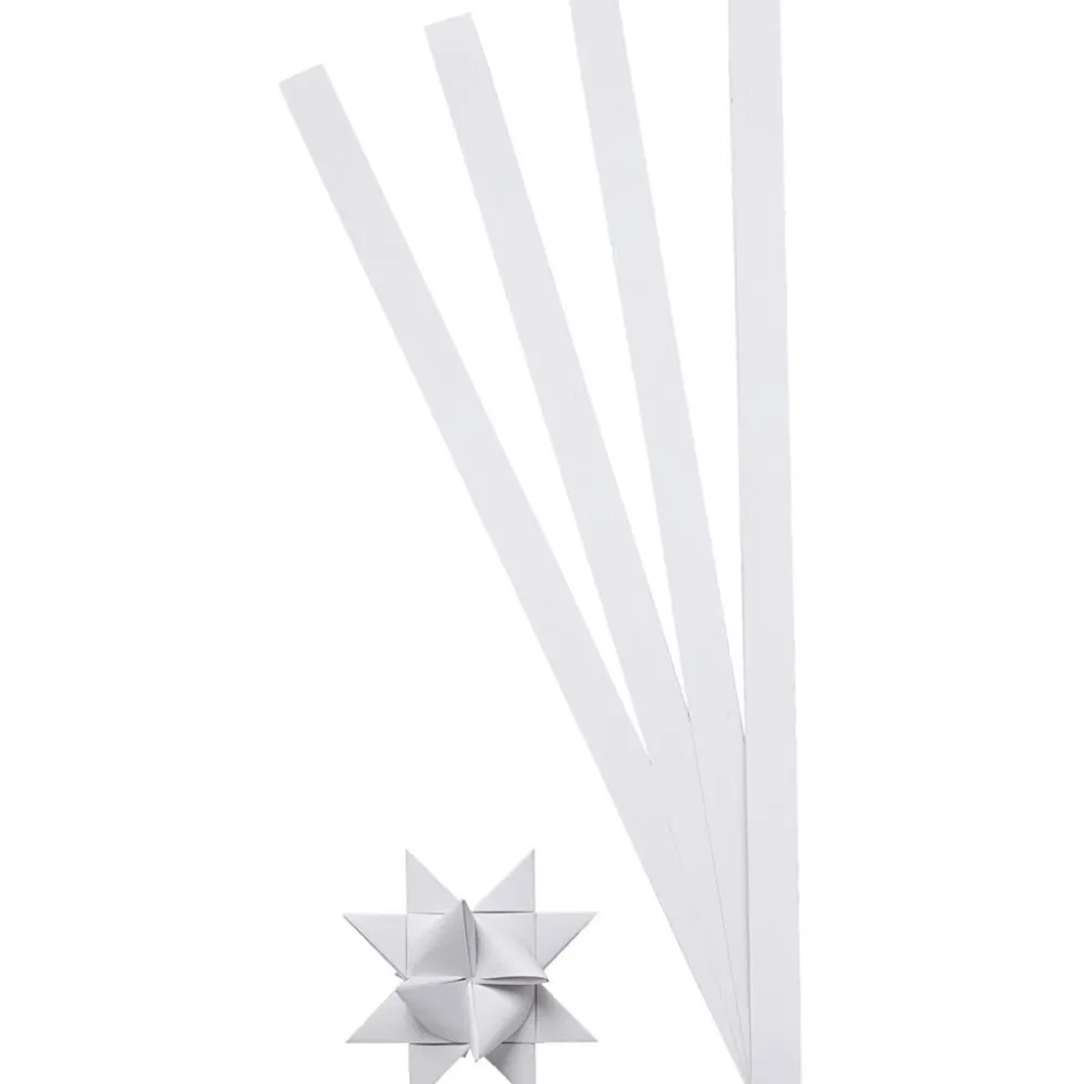 Stjärnstrimlor, L: 45 cm, Dia. 4,5 cm, B: 10 mm, vit, 100 strimlor/ 1 förp.