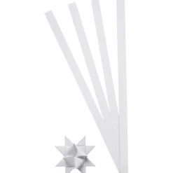 Stjärnstrimlor, L: 45 cm, Dia. 4,5 cm, B: 10 mm, vit, 100 strimlor/ 1 förp.