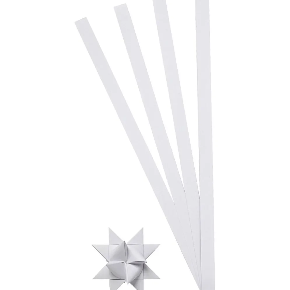 Stjärnstrimlor, L: 45 cm, Dia. 4,5 cm, B: 10 mm, vit, 100 strimlor/ 1 förp.