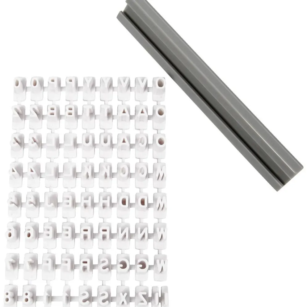 Stämpelset, bokstäver, siffror, H: 6 mm, vit, 1 set
