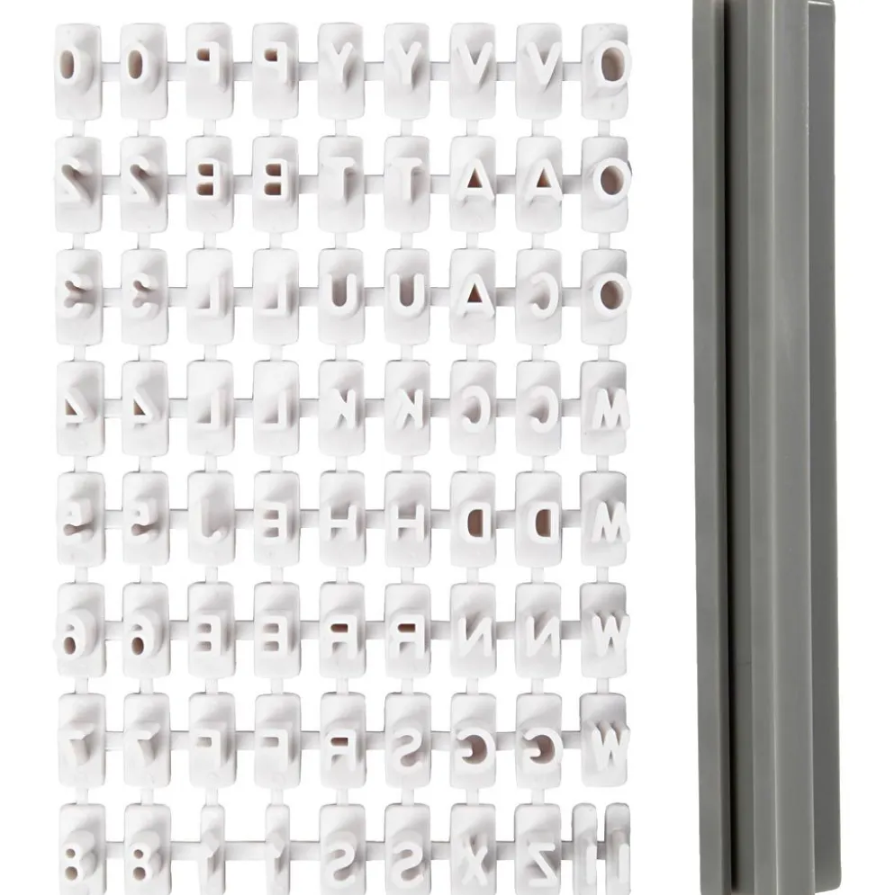 Stämpelset, bokstäver, siffror, H: 6 mm, vit, 1 set