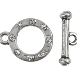 Stånglås, L: 17 mm, Dia. 20 mm, Hålstl. 2 mm, antiksilver, 1 set
