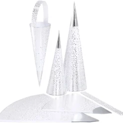 Strutar, H: 18+28 cm, 120 g, silver, vit, 3 st./ 1 förp.