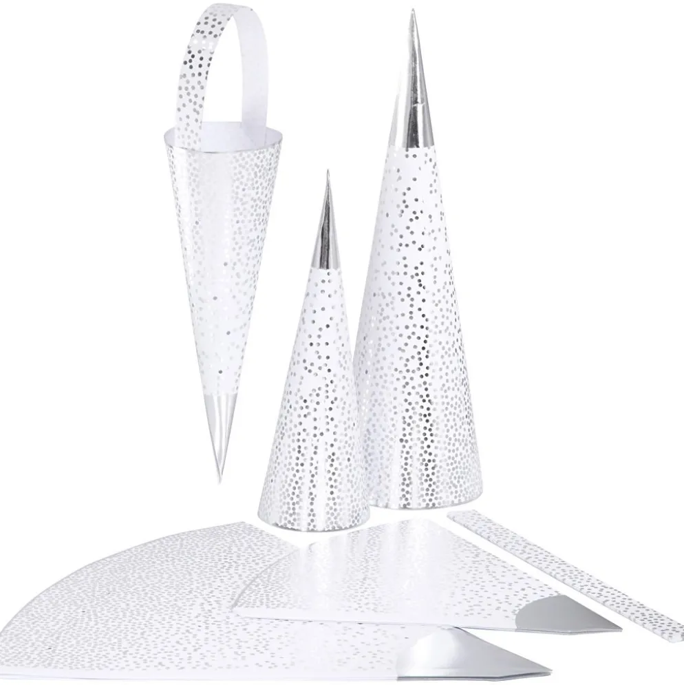 Strutar, H: 18+28 cm, 120 g, silver, vit, 3 st./ 1 förp.